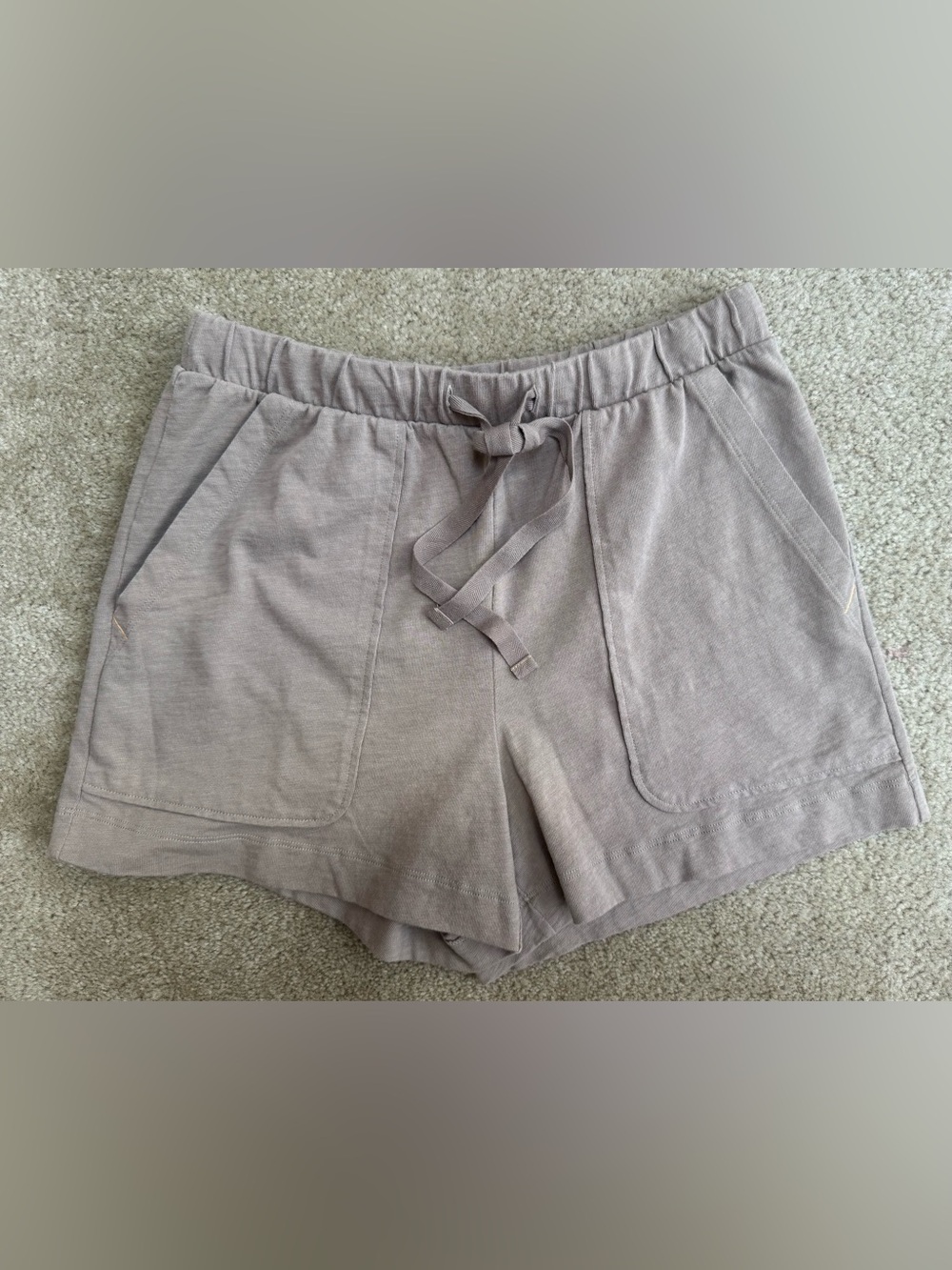 Lilla P Sz S Cotton Drawstring Shorts in Taupe